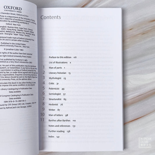 【新書】Barthes: A Very Short Introduction - Mi Spacium Culture 藝跡文化 - Books